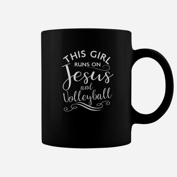 This Girl Runs On Jesus And Volleyball Sports Lovers Coffee Mug