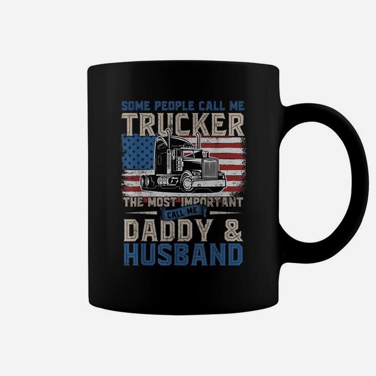 Truck Driver Gift, Trucker Daddy, Husband, Us Flag Coffee Mug