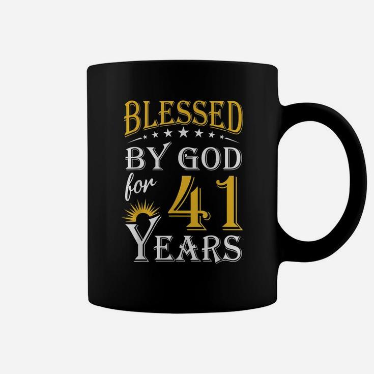 Vintage Blessed By God For 41 Years Happy 41St Birthday Coffee Mug