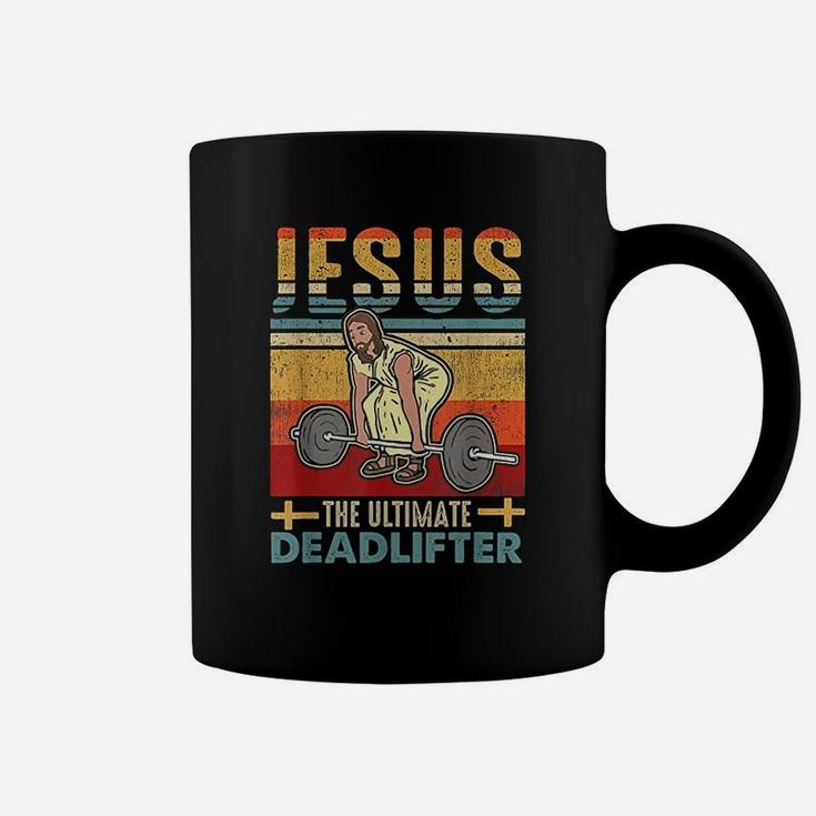 Vintage Jesus The Ultimate Deadlifter Funny Workout Gym Coffee Mug