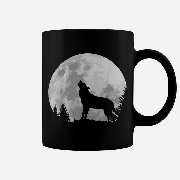 Wolf Shirt Full Moon Forest Howling Nature Hunting Gift Coffee Mug