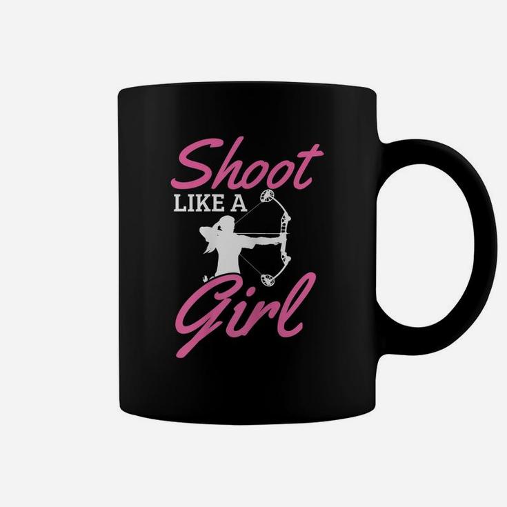 Womens Archery Shoot Like A Girl Bow Hunting Hunter Archer Gift Coffee Mug
