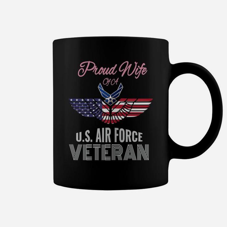 Womens Proud Wife Of Us Air Force Veteran Patriotic Military Spouse Coffee Mug