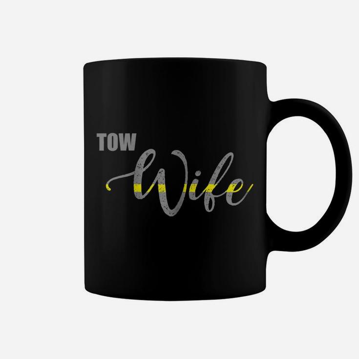 Womens Tow Wife Thin Yellow Line Tow Truck Driver Coffee Mug
