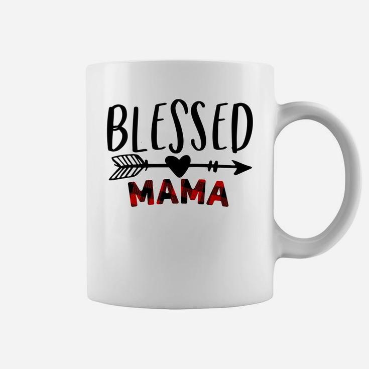 Blessed Mama Shirt - Mom Life - Red Buffalo Plaid Sweatshirt Coffee Mug