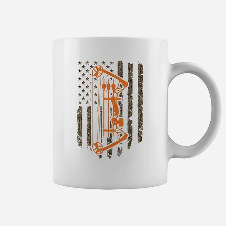 Bow Hunting Gift Usa American Flag Hunter Tree Camouflage Coffee Mug