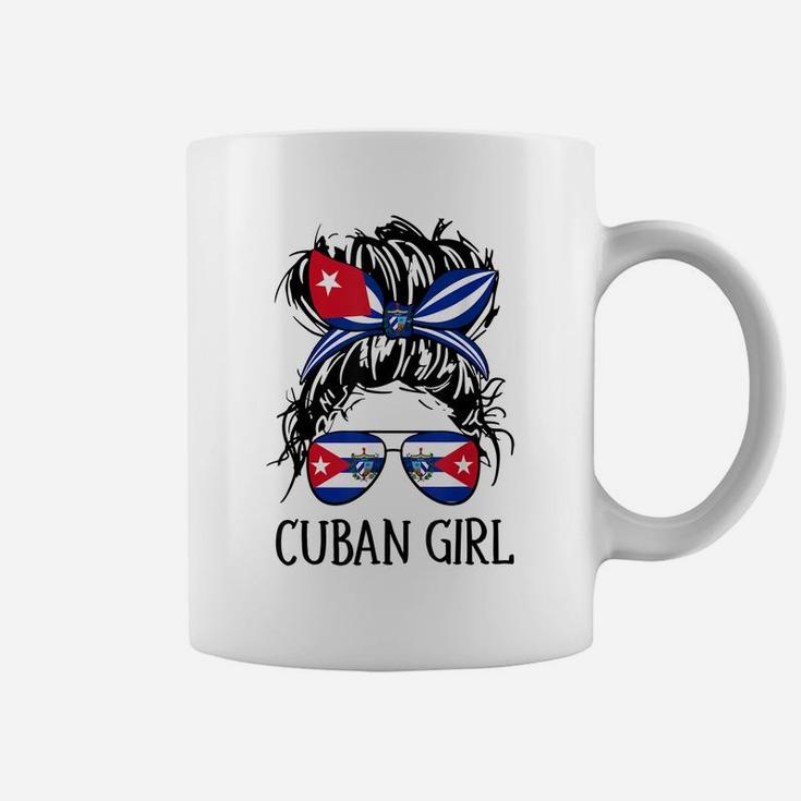 Cuban Girl Messy Hair Cuba Flag Coat Of Arms Coffee Mug