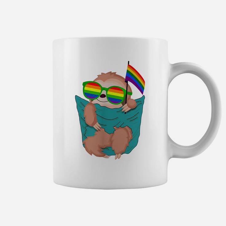 Cute Pocket Sloth Lgbt Animal Rainbow Flag Gay Pride Coffee Mug