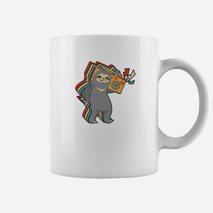Cute Sloth Dancing With Radio Pet Animal Lover Coffee Mug
