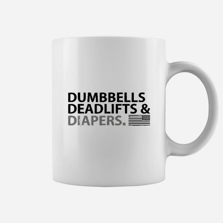 Dumbbells Deadlifts And Diapers Fun Gym Coffee Mug