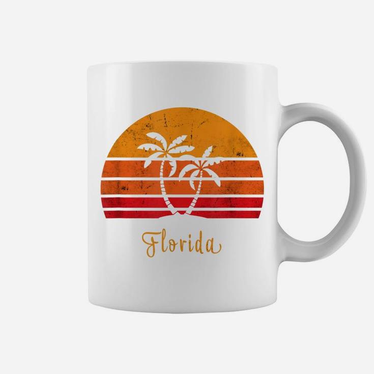 Florida Retro Vintage Sunset Palm Tree Tropical Beach Sunset Coffee Mug