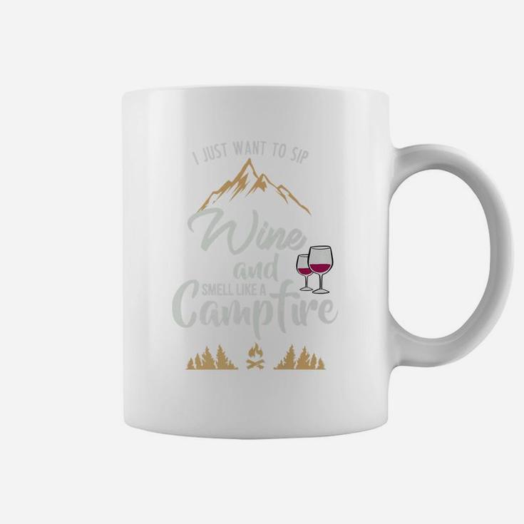 Funny Camping For Wine Lovers Womens Campfire Gift Coffee Mug