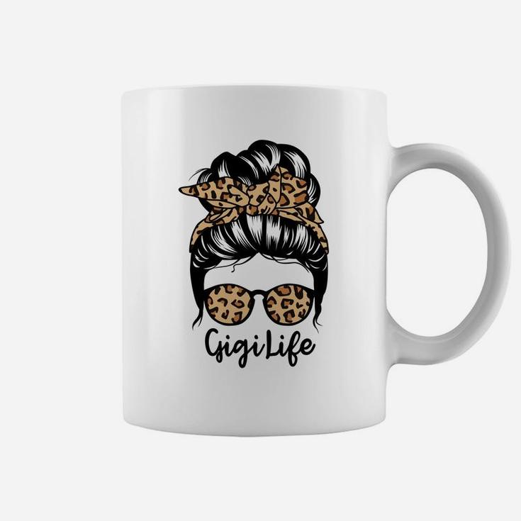 Gigi Life Messy Bun Hair Funny Leopard Gigi Sweatshirt Coffee Mug