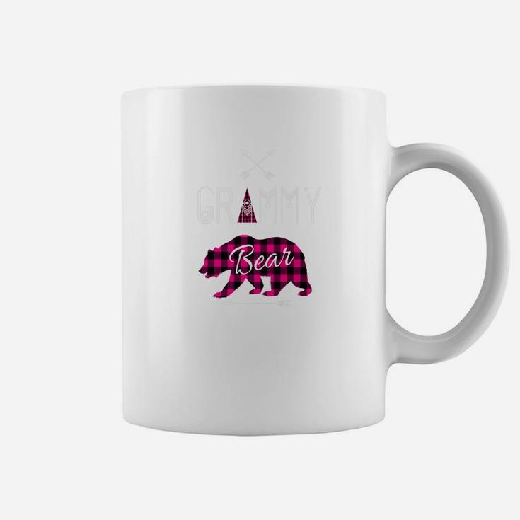 Grammy Bear Family Pink Buffalo Plaid Xmas Camping Coffee Mug