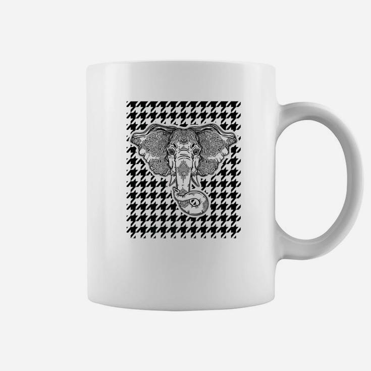 Houndstooth Alabama Black With Elephant Football Graphic Coffee Mug