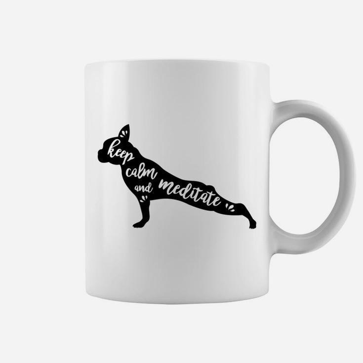 Keep Calm And Meditate Yoga Boston Terrier Dog Coffee Mug