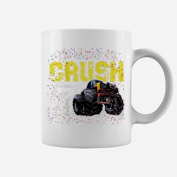 Kids I'm Ready To Crush 7 Monster Truck 7Th Birthday Top Boys Coffee Mug