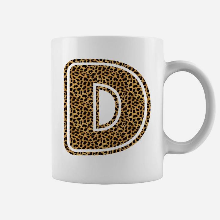 Letter D Leopard Print Initial Case Funny Birthday Gift Coffee Mug