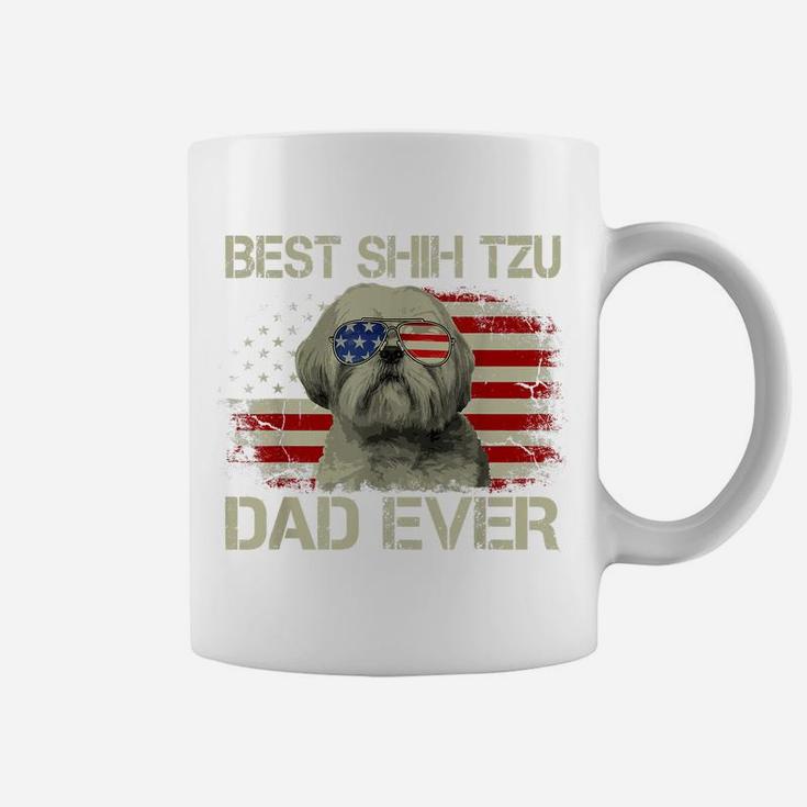 Mens Best Shih Tzu Dad Ever Tshirt Dog Lover American Flag Gift Coffee Mug