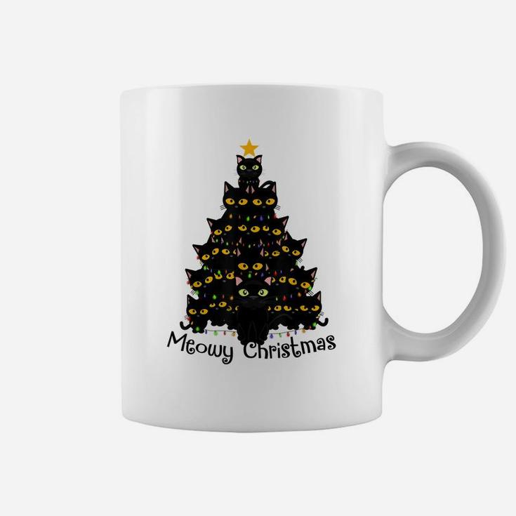 Meowy Cat Christmas Tree Shirt Men Women Tee Plus Size Coffee Mug
