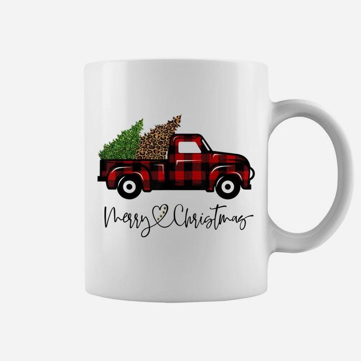Merry Christmas Buffalo Truck Tree Red Plaid Leopard Women Coffee Mug