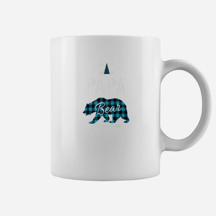 Papa Bear Buffalo Plaid Blue Family Christmas Camping Coffee Mug