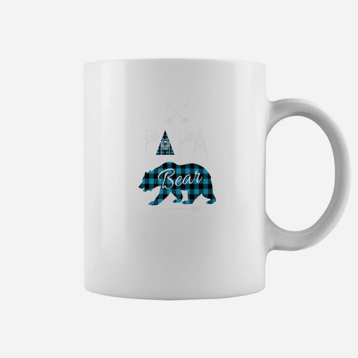 Papa Bear Shirt Buffalo Plaid Blue Family Xmas Camping Coffee Mug