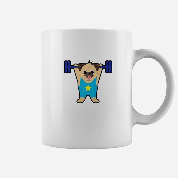 Pug Weight Lifting Funny Dog Lover Workout Fitness Gym Shirt Coffee Mug