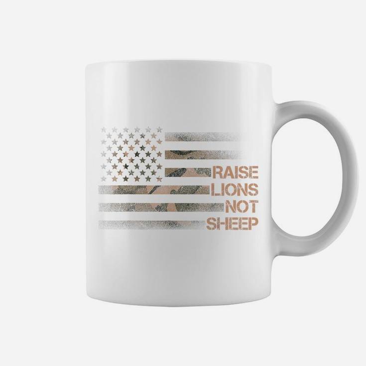 Raise Lions Not Sheep Patriotic Lion American Flag Patriot Coffee Mug