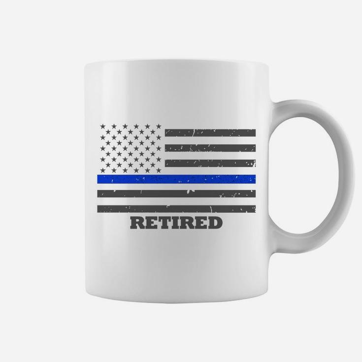 Retired Police Officer Sweatshirt - Thin Blue Line Flag Coffee Mug