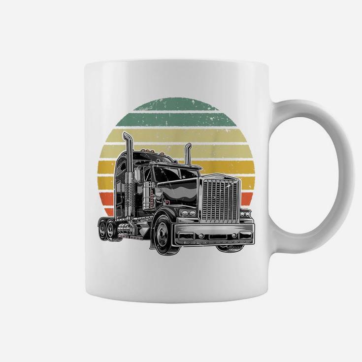 Retro Vintage Trucker Big Rig Semi-Trailer Truck Driver Gift Coffee Mug