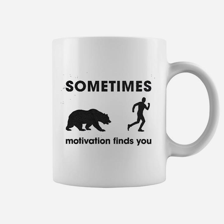 Sometimes Motivation Finds You Funny Camping Dad Bear Sarcasm Coffee Mug
