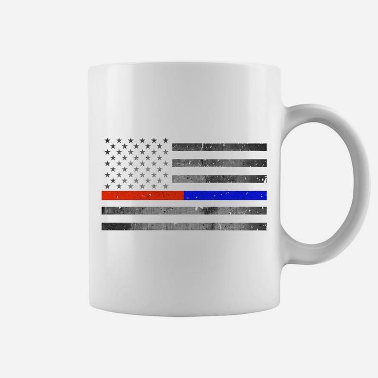 Thin Red Blue Line Flag Firefighter Police Sweatshirt Coffee Mug