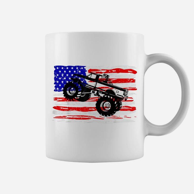 US Flag Monster Truck Tshirt American Trucks Cars Lover Tee Coffee Mug