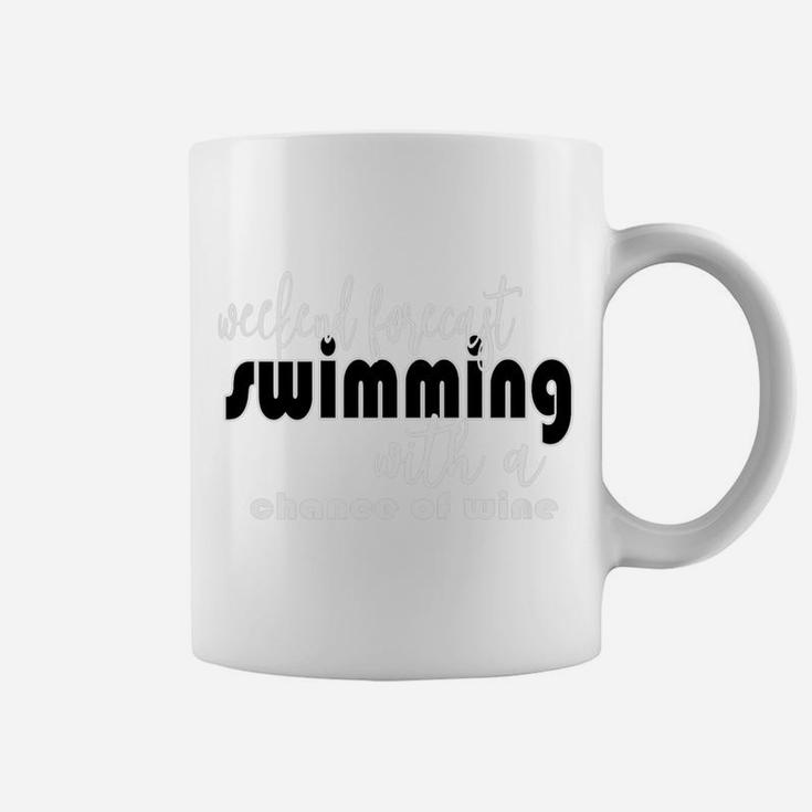 Weekend Forecast Swimming Wine Funny Coffee Mug