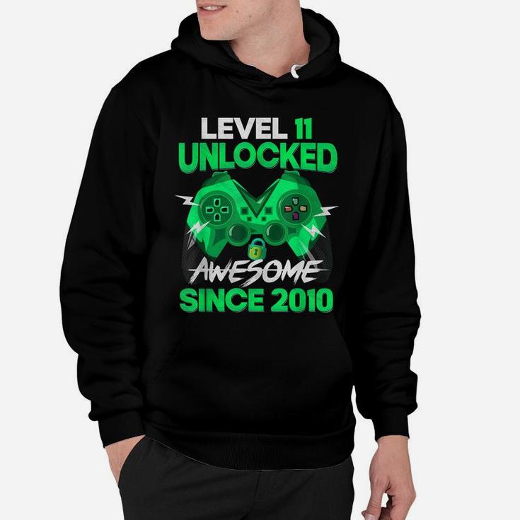 11 Yrs Old Gift Boy Level 11 Unlocked Awesome 2010 Birthday Hoodie