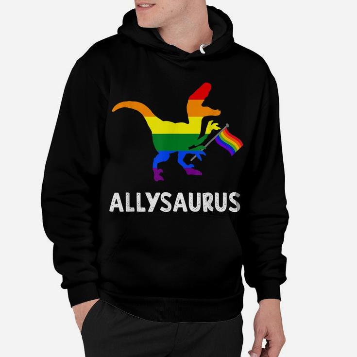 Allysaurus Trans Ally T Rex Dinosaur Gay Pride Parade Lgbt Hoodie