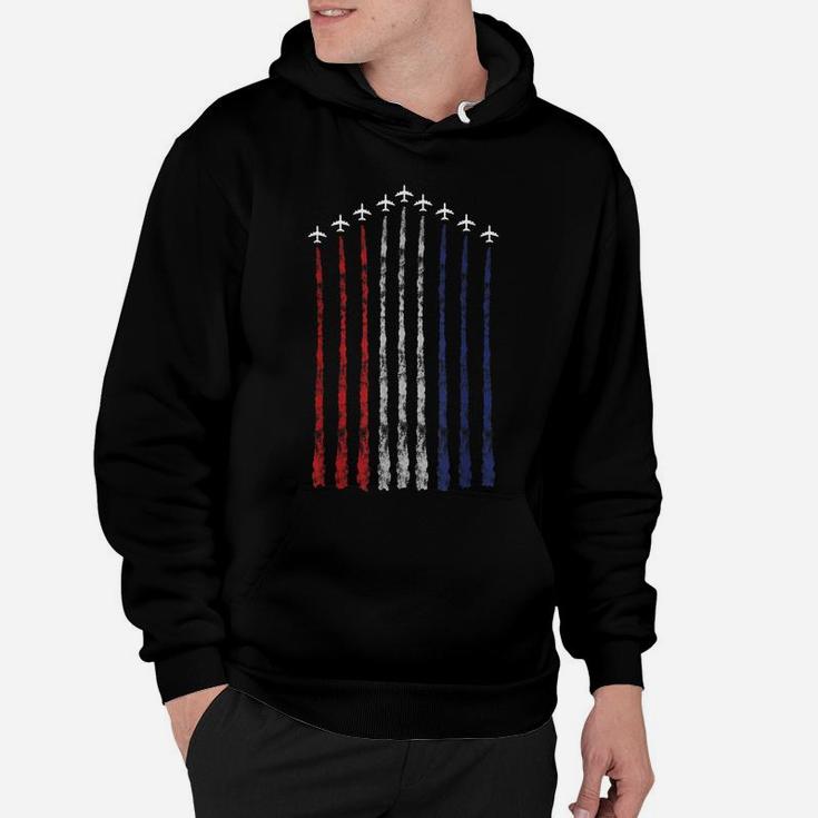 American Flag Usa Fighter Jet Con Trail Hoodie
