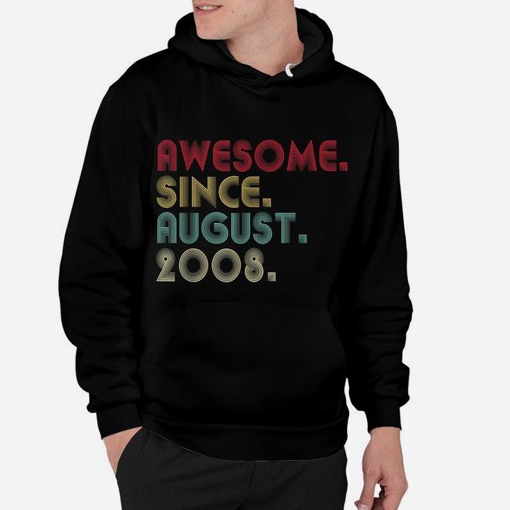 Awesome Since August 2008 13Th Birthday 13 Years Old Boys Hoodie