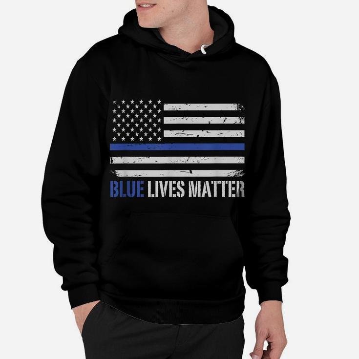 Blue Lives Matter Thin Blue Line American Flag Cop Hoodie