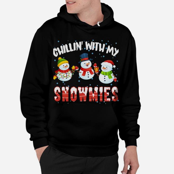 Chillin' With My Snowmies Christmas Snowman Santa Hat Sweatshirt Hoodie