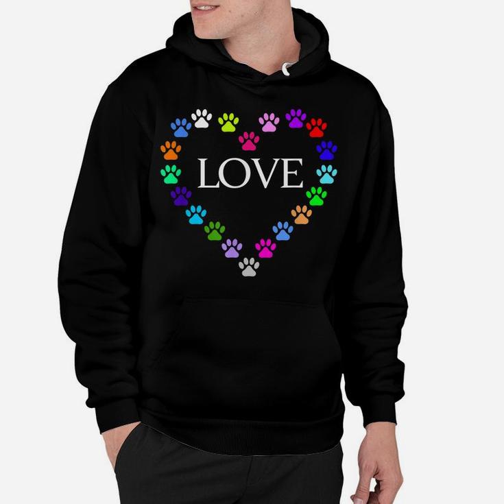 Cute Colorful Heart I Love My Cat Dog Animal Paws Hoodie