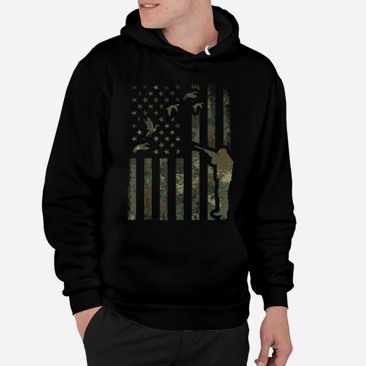 Duck Hunting Camo Men Camouflage Hunter Gift American Flag Hoodie
