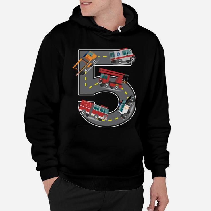 Five Year Old 5Th Birthday Fire Truck Ambulance Police Car Hoodie