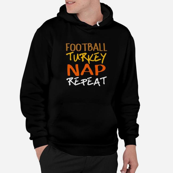 Football Turkey Nap Repeat Funny Thanksgiving Holiday Hoodie