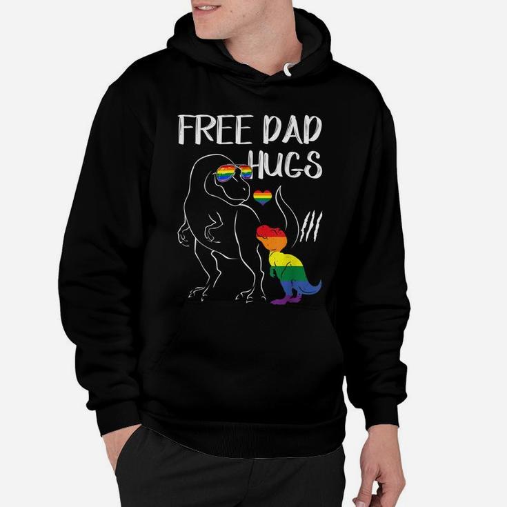 Free Dad Hugs Lgbt Pride Dad Dinosaur Rex  Gift Hoodie