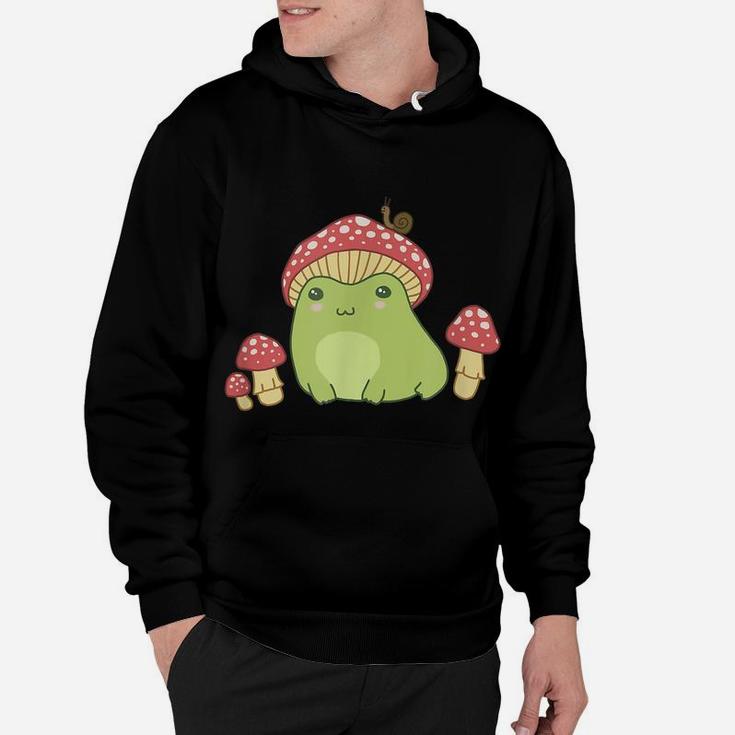 Frog With Mushroom Hat & Snail - Cottagecore Aesthetic Hoodie