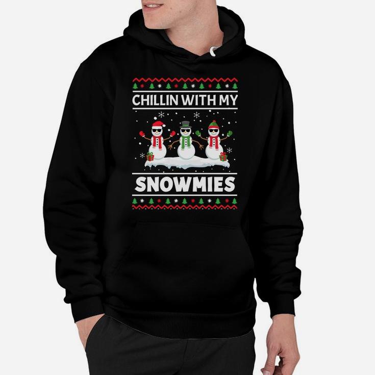 Funny Xmas Pajama Ugly Christmas Chillin With My Snowmies Sweatshirt Hoodie