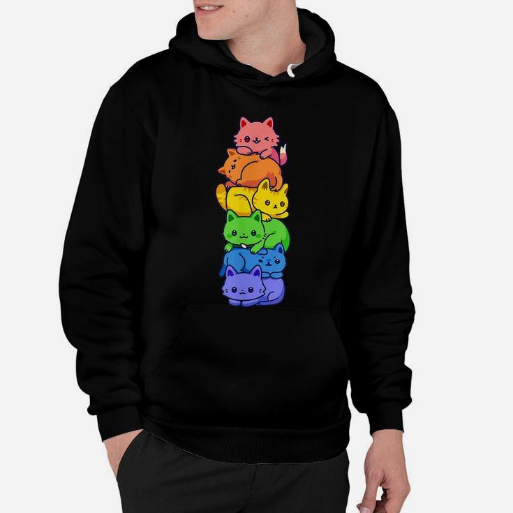 Gay Pride Cat Lgbt Kawaii Cats Pile Cute Anime Rainbow Flag Hoodie