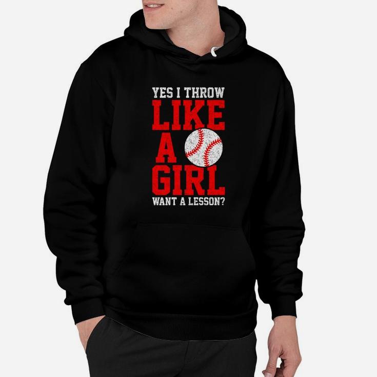 I Know I Play Like A Girl Softball Gift Want Lesson Hoodie
